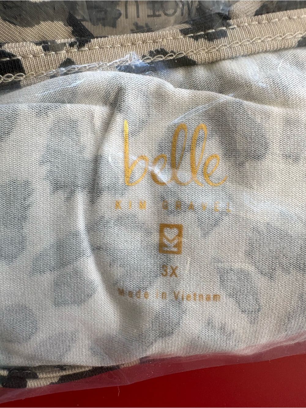 Belle by Kim Gravel 3X Khaki Leopard Print Top Blouse Plus Size New
